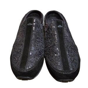 Easy Spirit Black Sequin Slip-On Sneakers, Sz 7.5